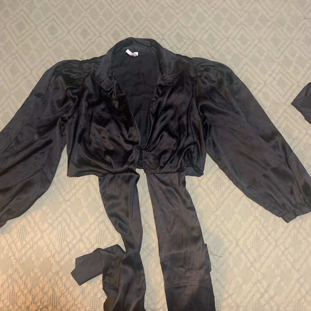 Live 4 Truth Black Crop Tie Front Blouse